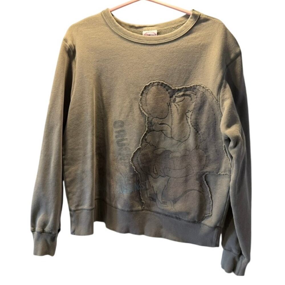 Disney Store Grumpy Snow White Pull Over Sweatshirt Sz S Green Parks Collector